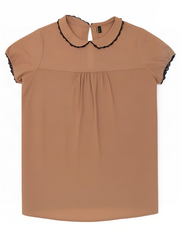 Blusa feminina Benetton UK 10 pequena poliéster bege