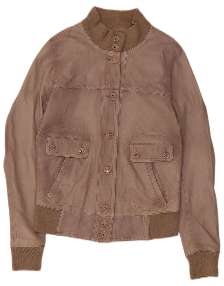 Jaqueta de couro feminina Zen UK 8 pequena couro marrom