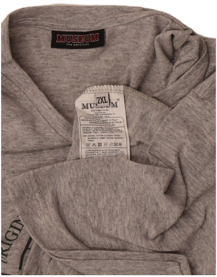 Camiseta gráfica masculina Museum Top 2XL algodão cinza