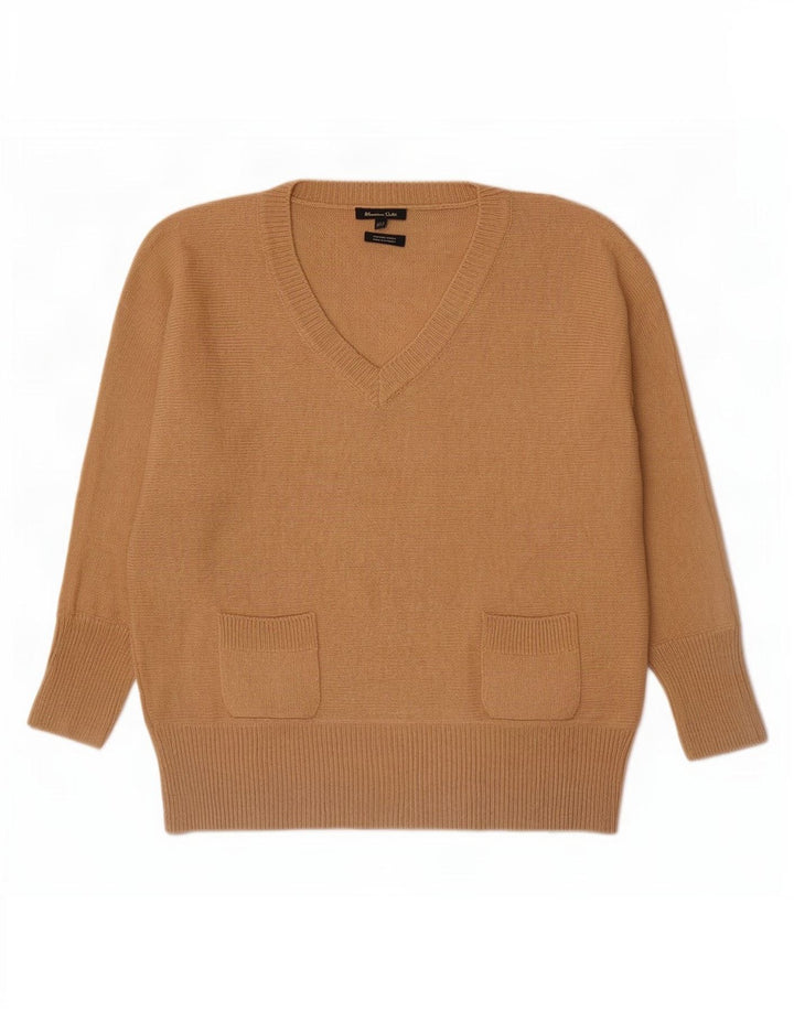 Suéter feminino Massimo Dutti com decote em V Reino Unido 14 lã bege médio