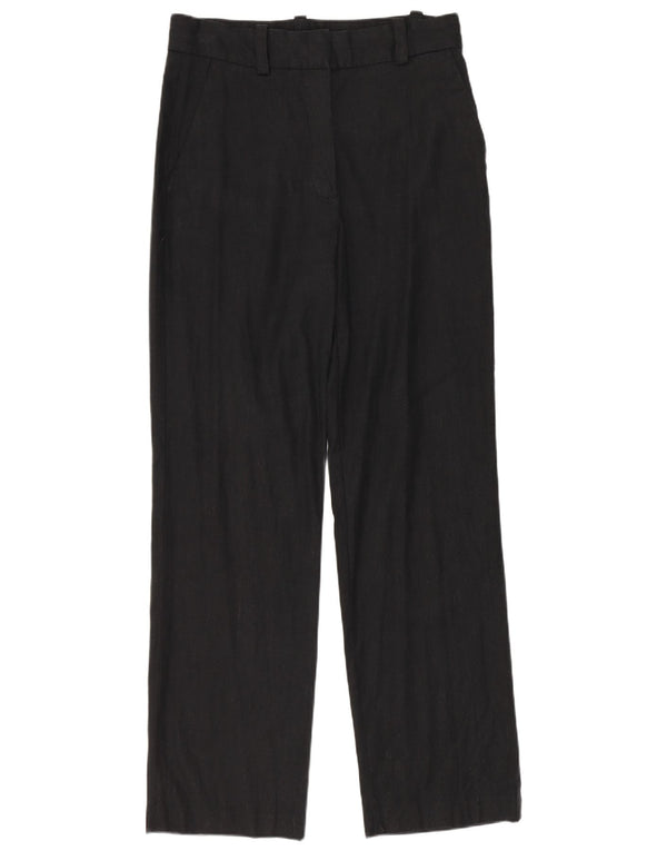 Calça chino reta feminina Massimo Dutti EU 36 XS W26 L28 linho preto