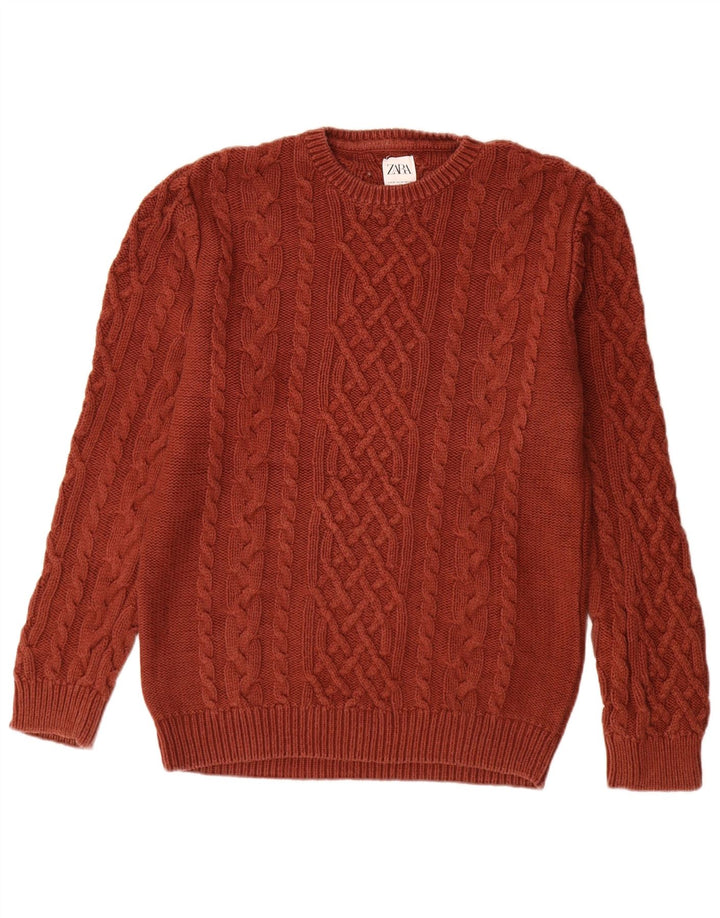 Zara Suéter masculino com gola redonda, marrom médio