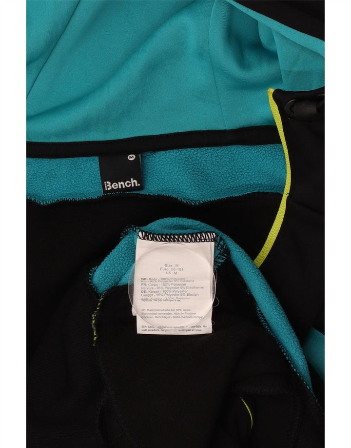Suéter masculino com capuz e zíper Bench poliéster colorblock preto médio