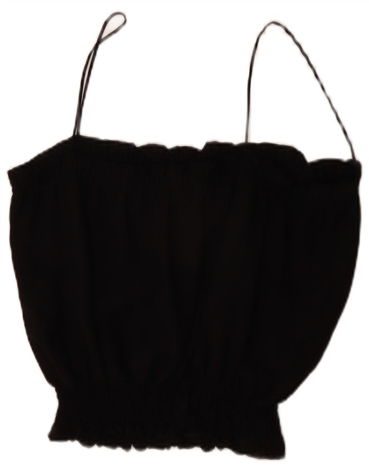 Zara Womens Cami Top UK 16 Grande Poliéster Preto