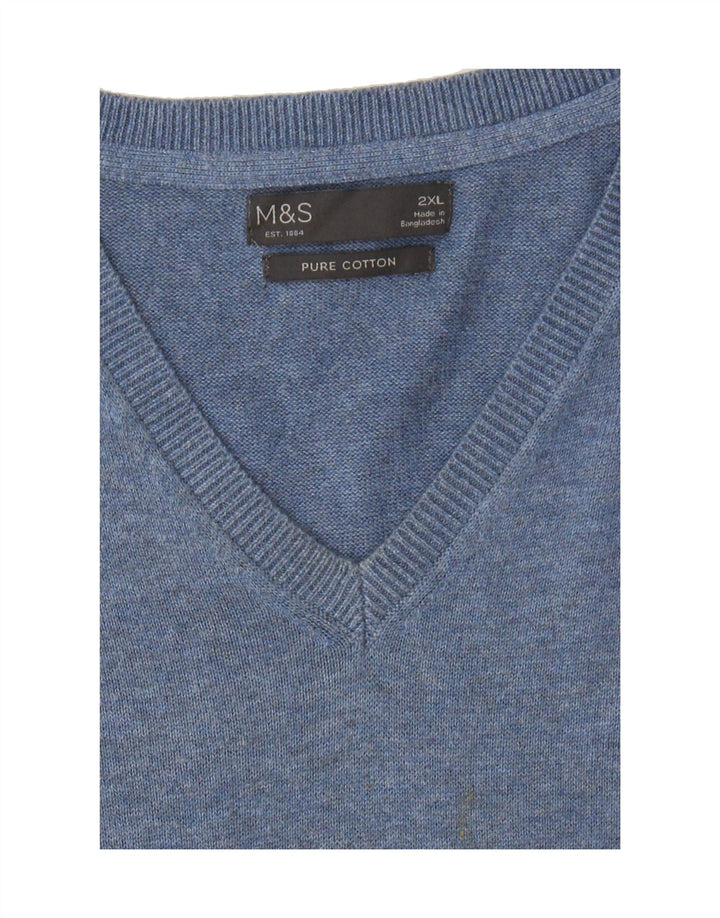 MARKS & SPENCER Mens Vest Tank Top 2XL Blue Cotton Vintage Marks & Spencer and Second-Hand Marks & Spencer from Messina Hembry 