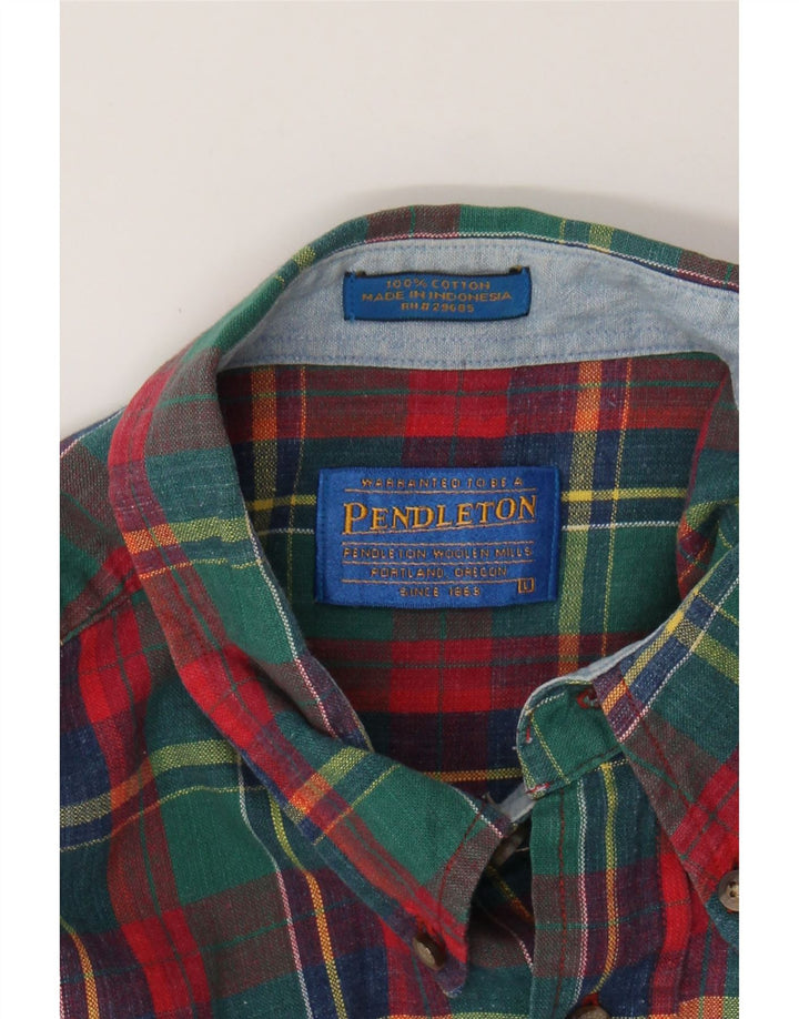 Camisa masculina de manga curta PENDLETON grande algodão xadrez multicolorido