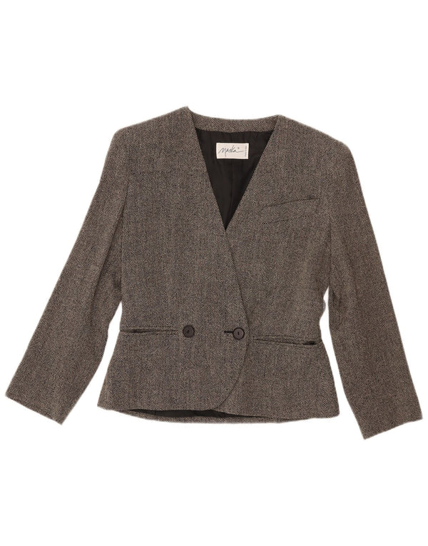 Jaqueta blazer feminina Maska com peito duplo IT 42 espinha de peixe cinza médio