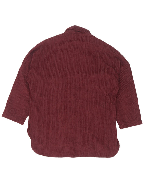 Camisa feminina de veludo cotelê Zara manga 3/4 grande Reino Unido 10 pequena Borgonha
