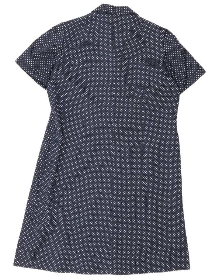 Vestido feminino vintage UK 16 grande azul marinho manchado