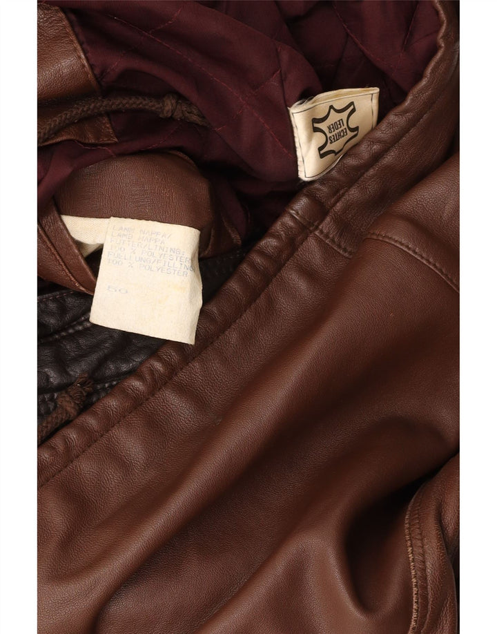 Jaqueta de couro masculina VINTAGE IT 50 grande couro marrom