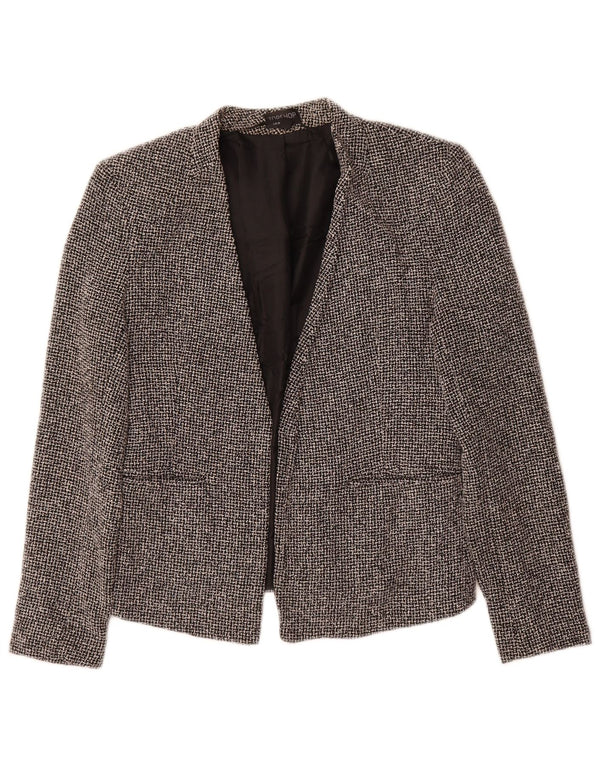 Jaqueta blazer aberta feminina Topshop Reino Unido 10 algodão xadrez preto pequeno