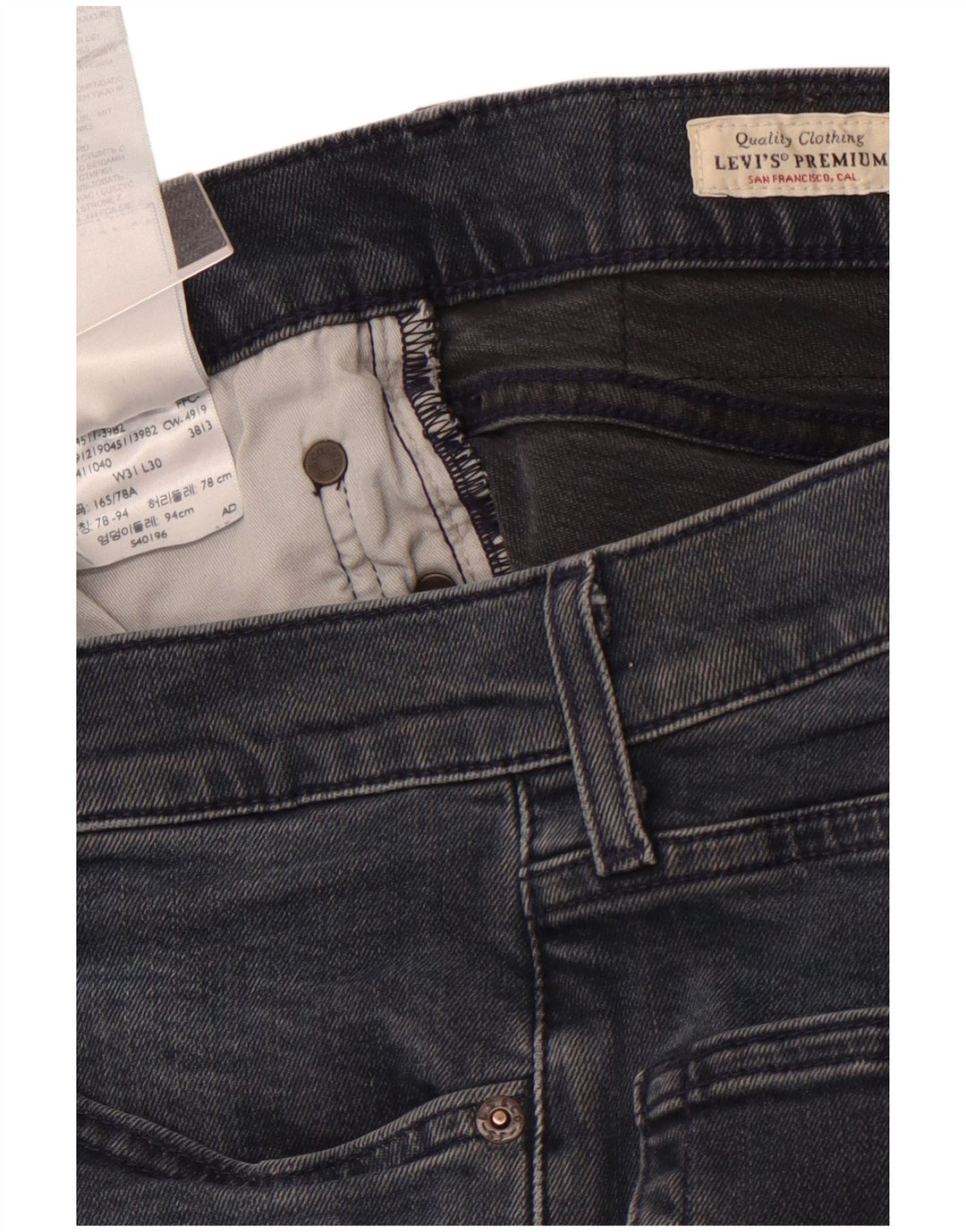 Jeans retos femininos LEVI'S W31 L30 algodão azul marinho