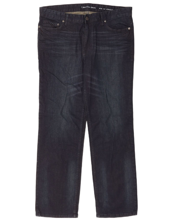 Calça jeans reta masculina Calvin Klein W36 L32 algodão azul marinho