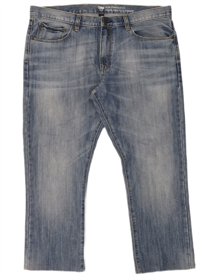 Gap Mens Slim Straight Jeans W38 L27 Azul Algodão