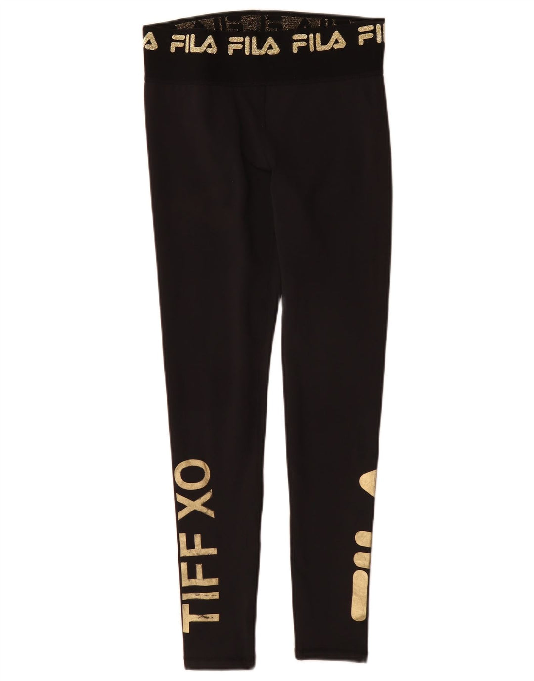 Leggings femininos Fila Graphic UK 10 pequenos esportivos pretos de poliéster