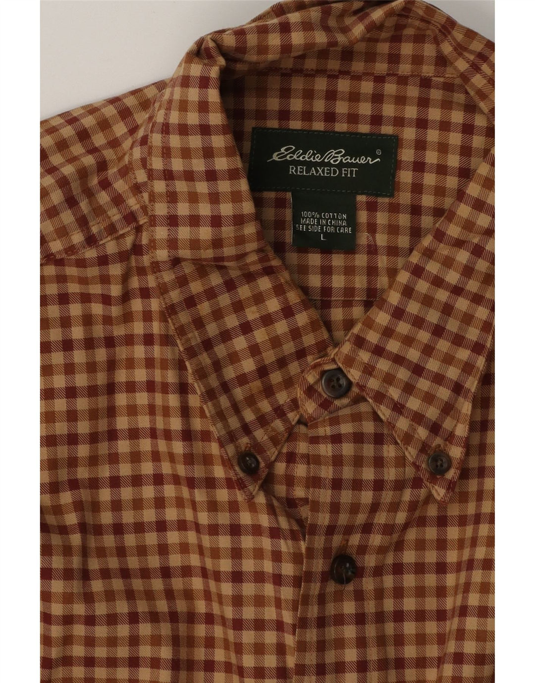 EDDIE BAUER Camisa masculina de flanela com ajuste relaxado, grande algodão guingão marrom