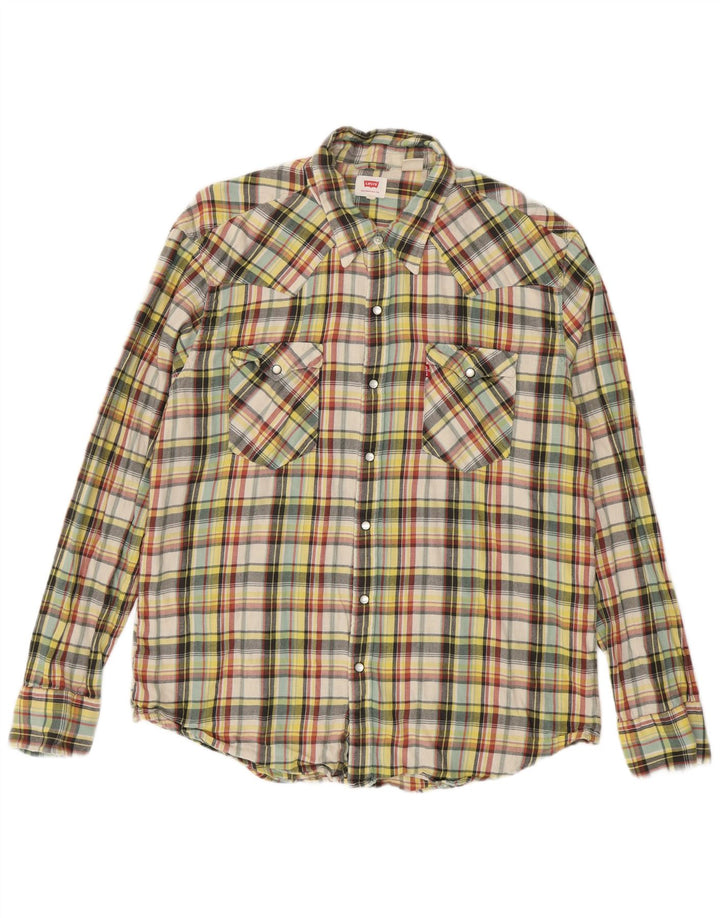Camisa masculina de flanela Levi's XL algodão xadrez multicolorido