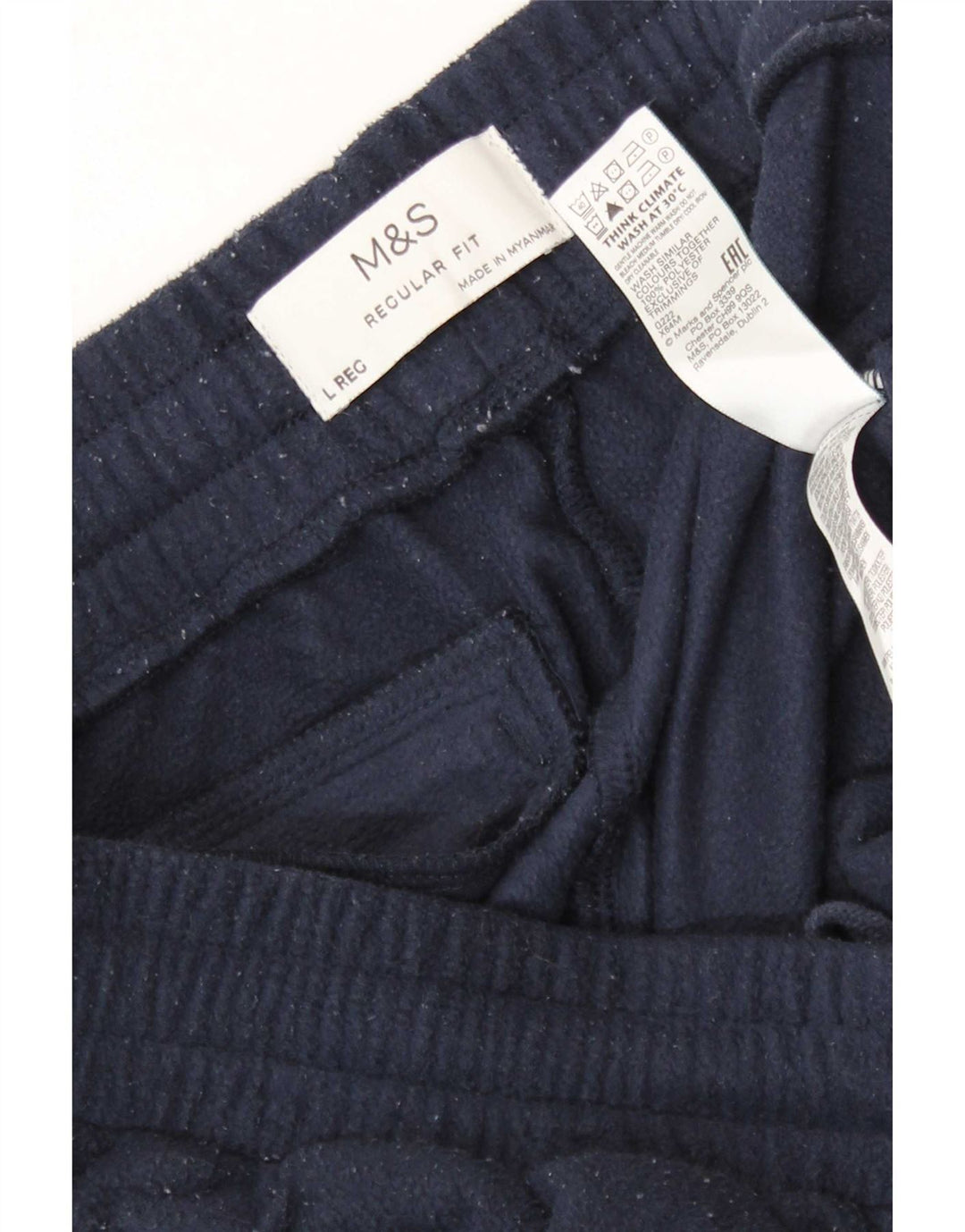 Calça de treino masculina de lã Marks & Spencer regular fit grande azul marinho