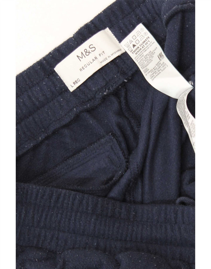 Calça de treino masculina de lã Marks & Spencer regular fit grande azul marinho