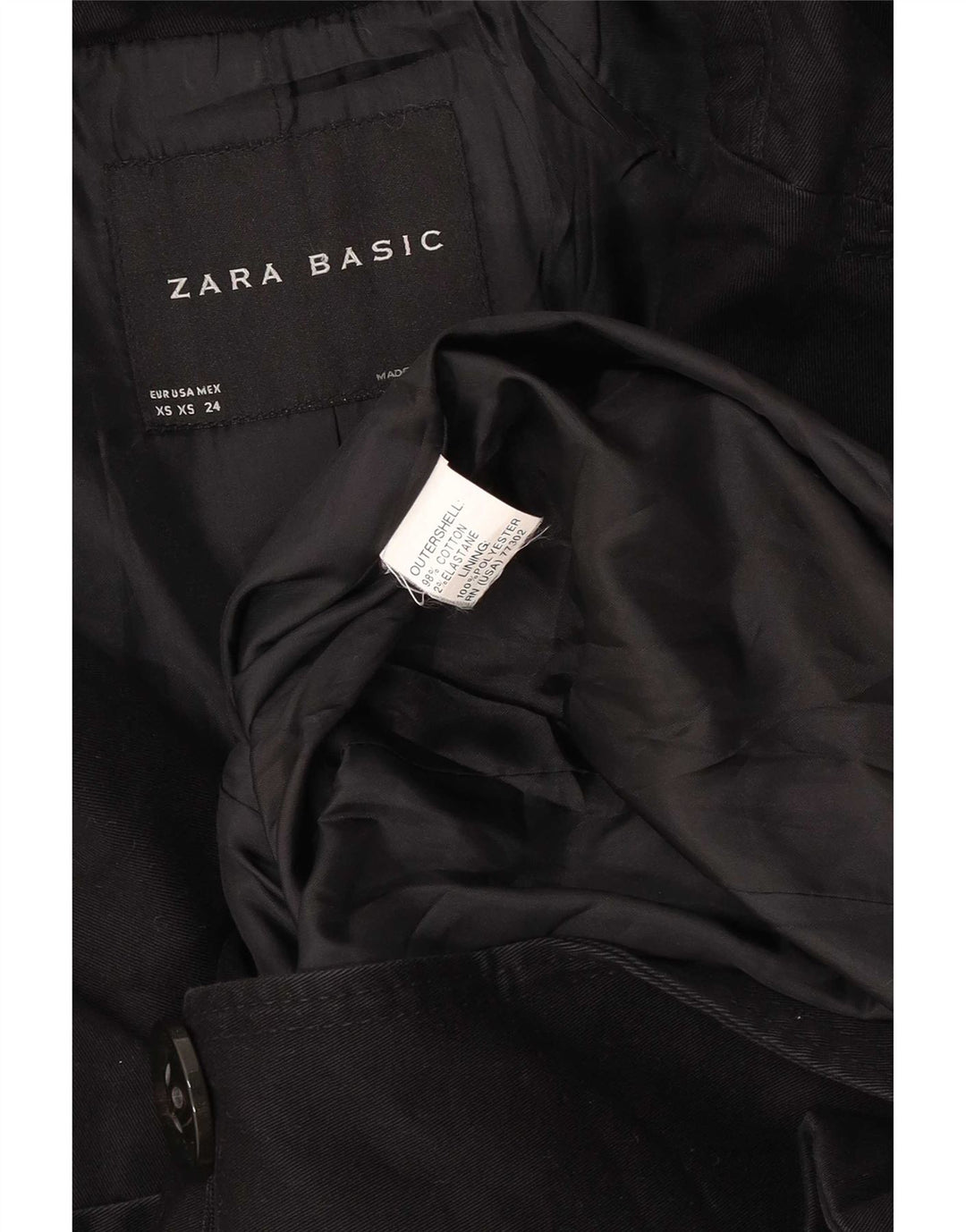 Sobretudo feminino Zara UK 6 XS algodão preto
