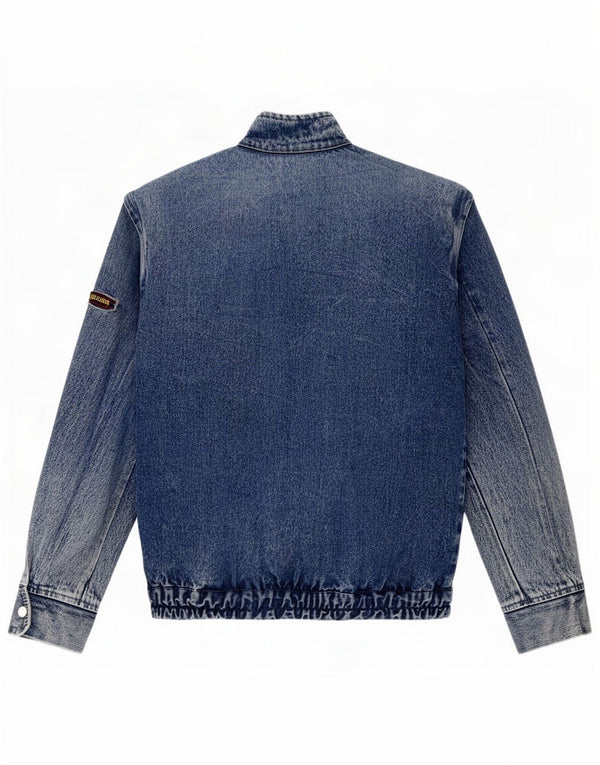 Jaqueta jeans masculina vintage UK 38 azul médio