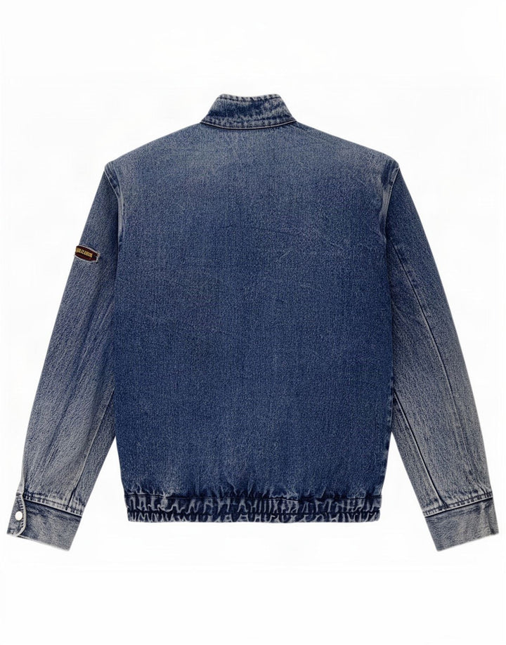 Jaqueta jeans masculina vintage UK 38 azul médio