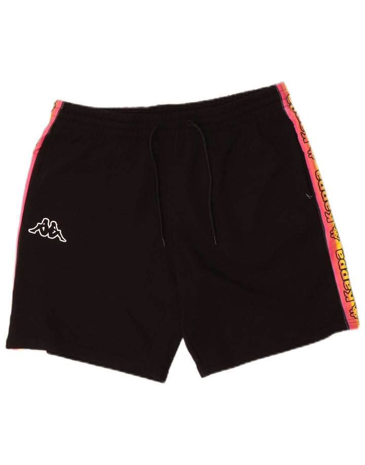 Kappa Mens Graphic Sport Shorts Médio Preto Colorblock Algodão