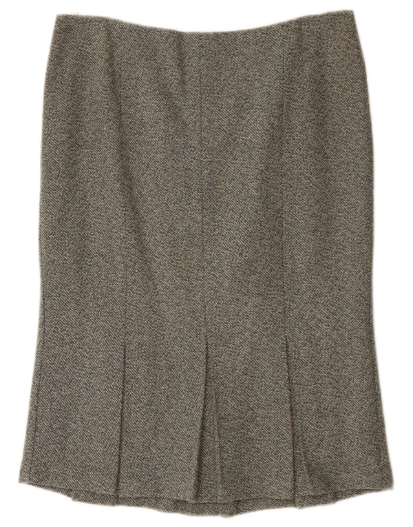 Saia sereia feminina Benetton IT 46 grande poliéster manchado verde W34