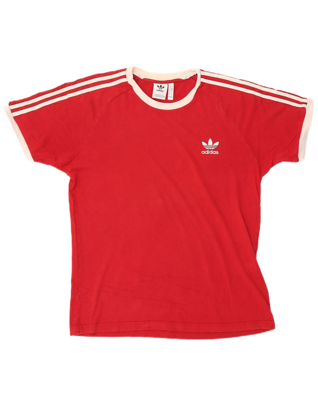 ADIDAS Mens T-Shirt Top Grande Algodão Vermelho