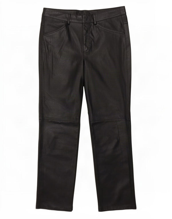 Calça feminina de couro sintético Urban Outfitters Reino Unido 14 médio W30 L29 preta