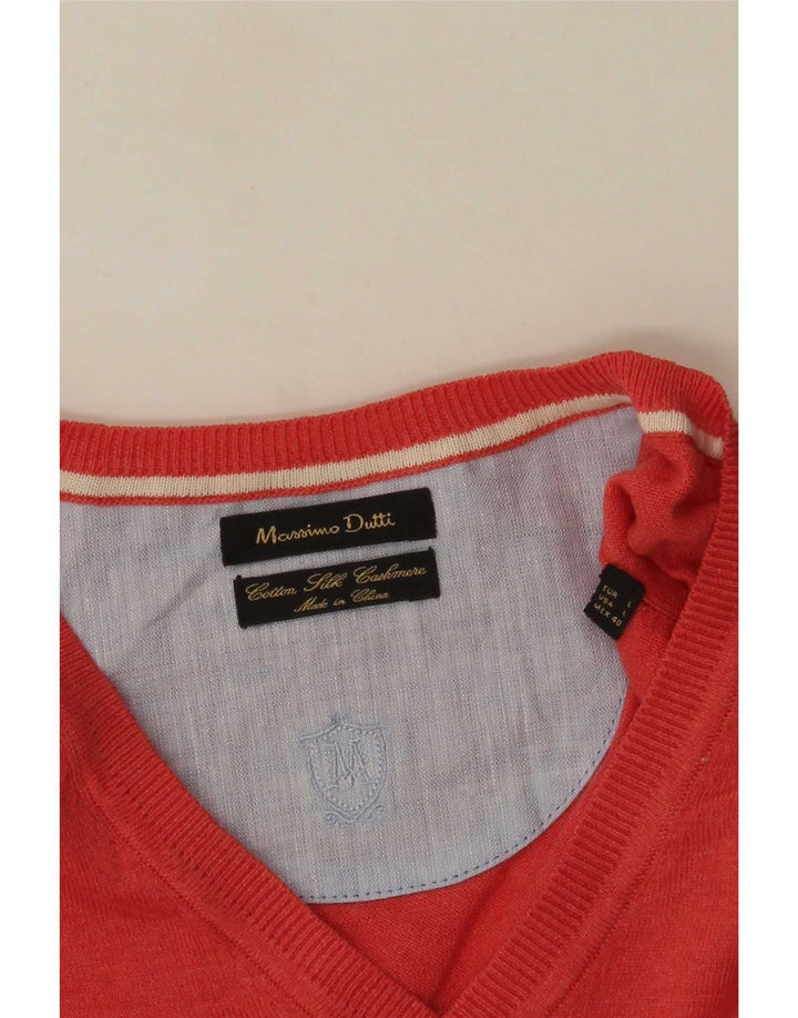 Suéter masculino Massimo Dutti com decote em V grande algodão vermelho