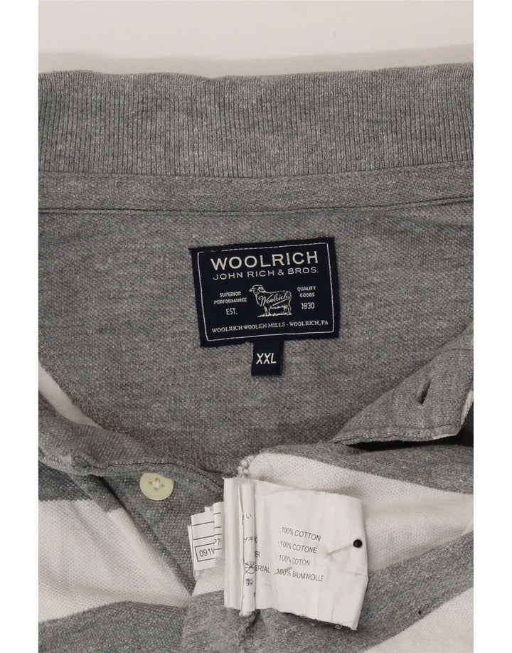 Camisa polo masculina Woolrich 2XL algodão listrado cinza