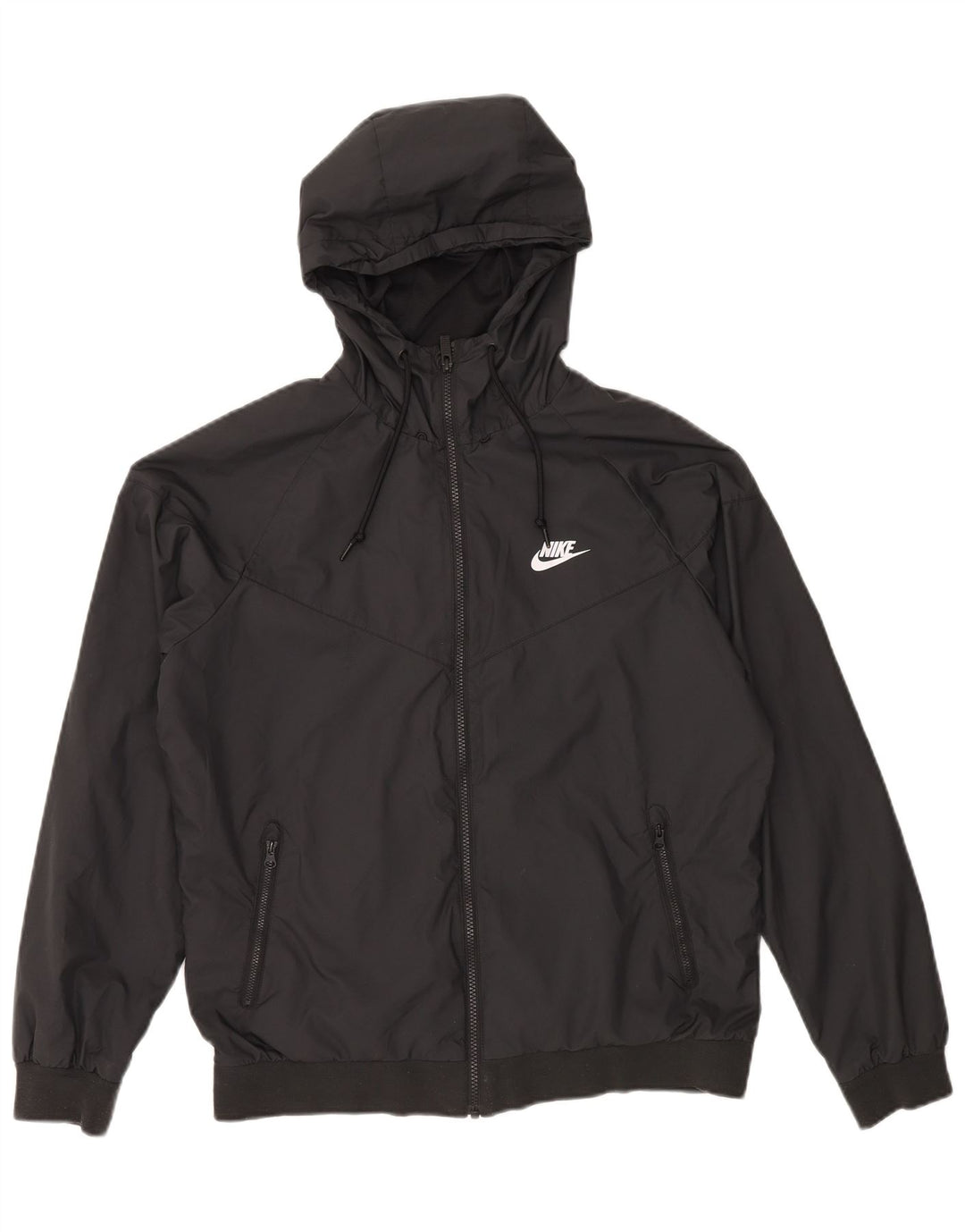 Jaqueta corta-vento masculina NIKE com capuz UK 38 poliéster preto médio