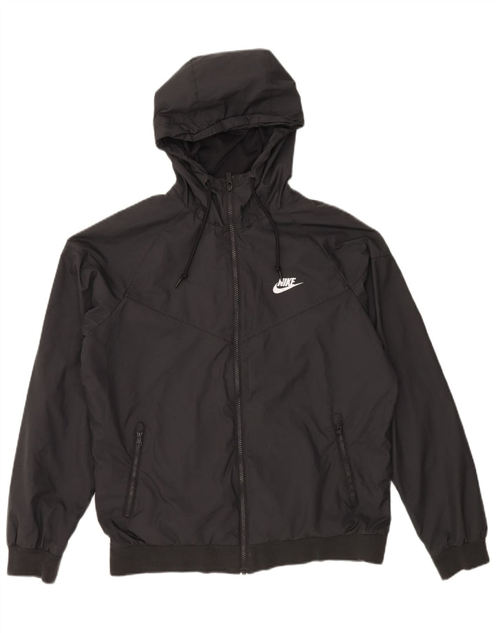 Jaqueta corta-vento masculina NIKE com capuz UK 38 poliéster preto médio