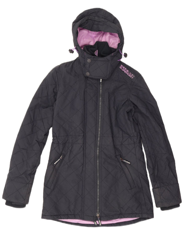 Jaqueta Parka Superdry Feminina Windparka com Capuz Acolchoado Reino Unido 10 Pequeno Azul Marinho