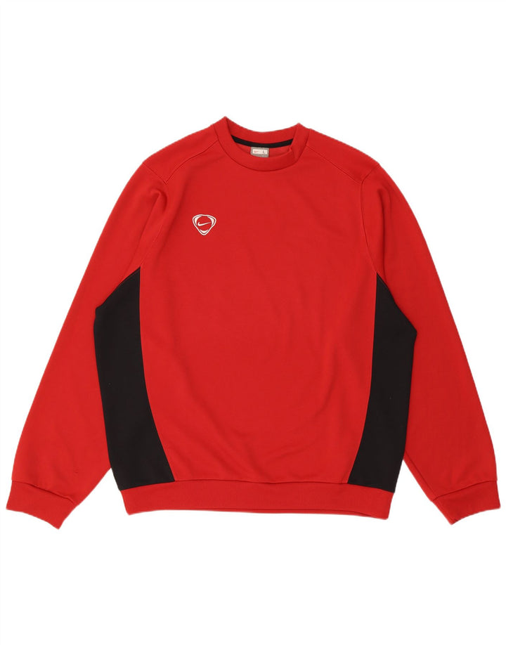 NIKE Mens Sweatshirt Jumper UK 42/44 Grande Vermelho Colourblock Poliéster