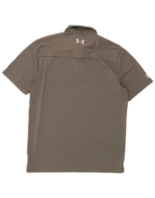Camisa polo masculina Under Armour Heat Gear listrada cinza médio