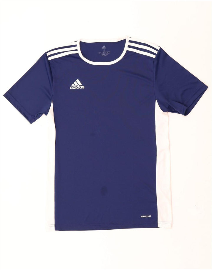 Adidas Mens Aeroready Camiseta Top Pequeno Azul Marinho Colourblock Poliéster