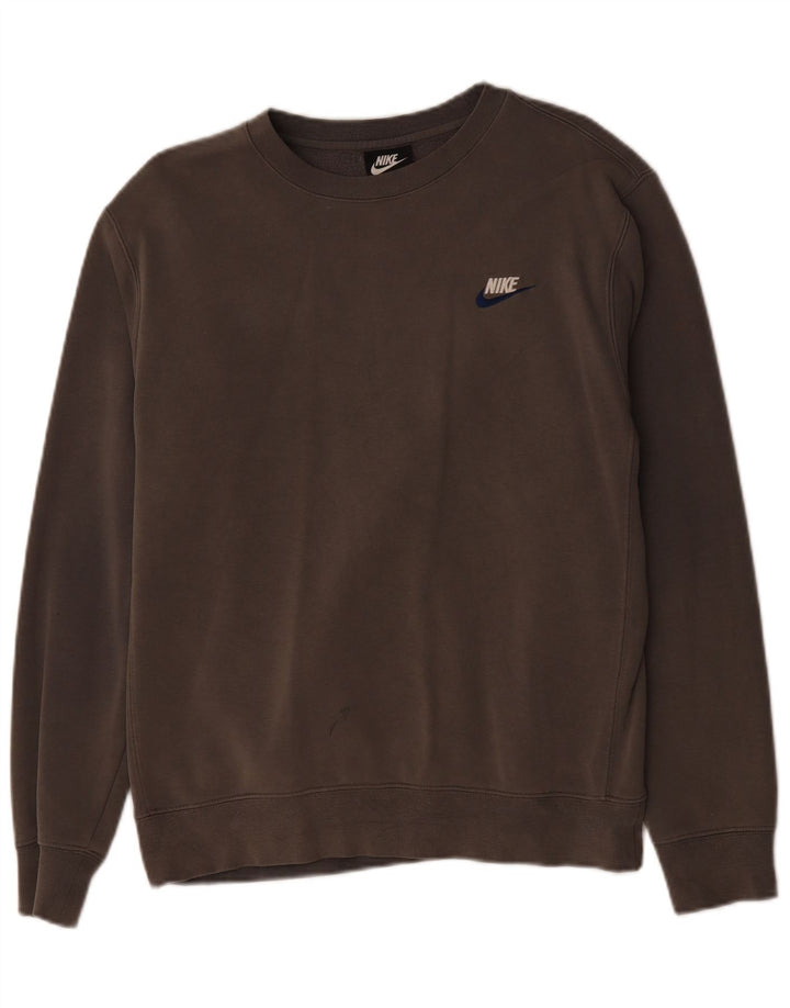 Nike Mens Moletom Jumper Pequeno Algodão Cinza