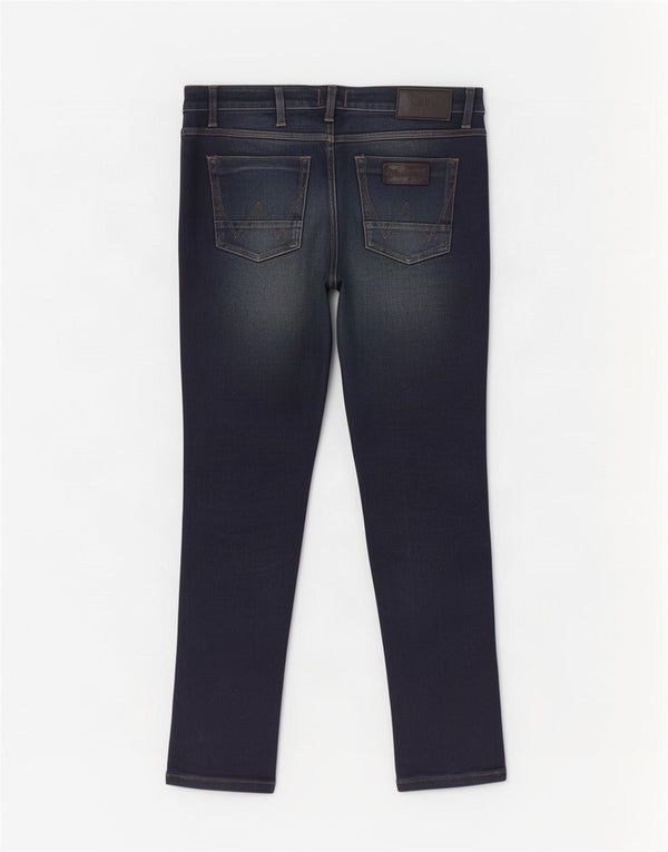 Wrangler Mens Jeans Slim Cintura Baixa W32 L31 Azul Marinho Algodão
