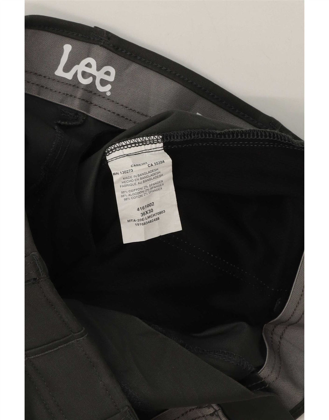Lee Mens Regular Chino Calças W36 L30 Algodão Cinza