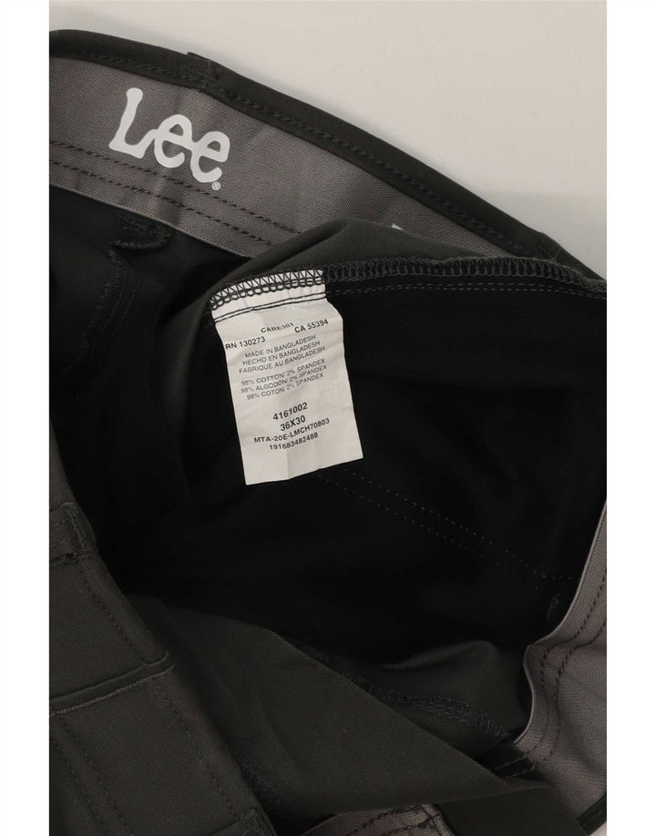 Lee Mens Regular Chino Calças W36 L30 Algodão Cinza
