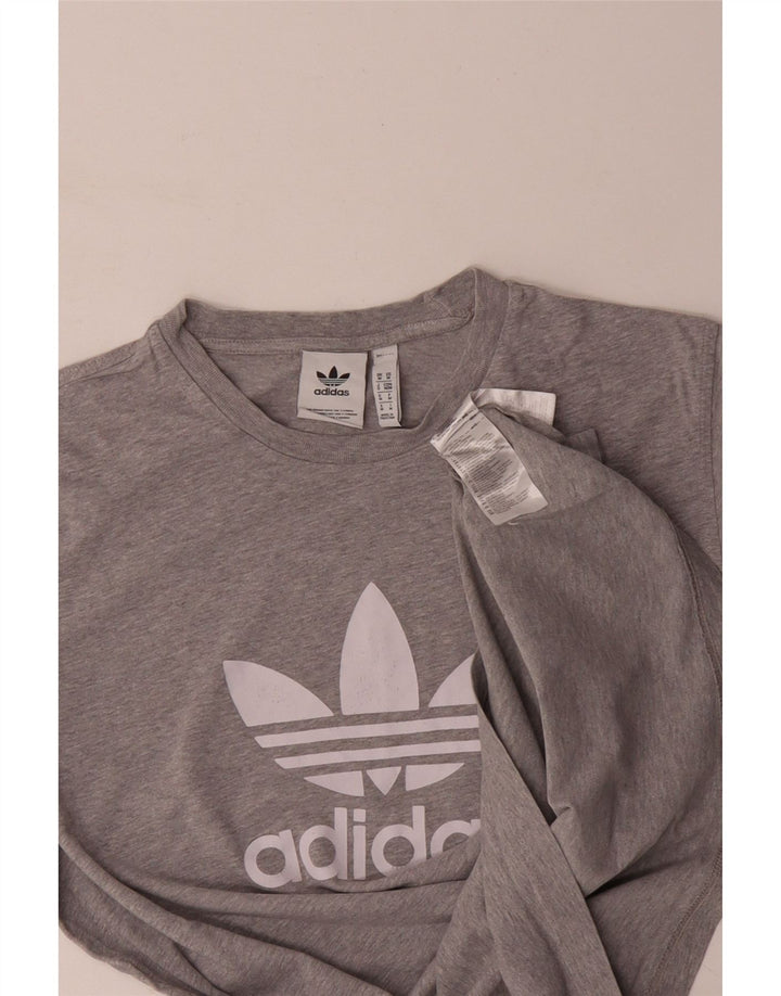 Camiseta masculina ADIDAS com estampa gráfica cinza médio algodão