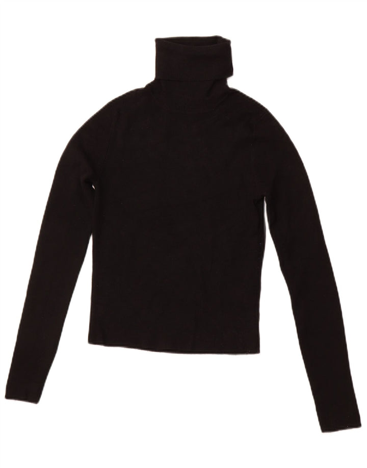 Suéter feminino ZARA com gola redonda e gola alta Reino Unido 12 médio preto viscose