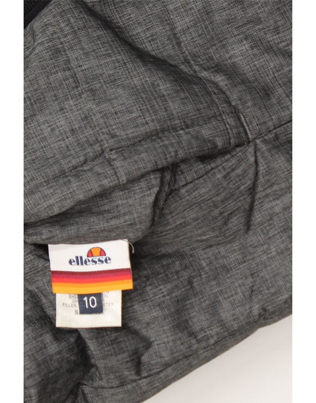 Jaqueta feminina Ellesse com capuz reversível e acolchoada grande Reino Unido 10 pequena cinza