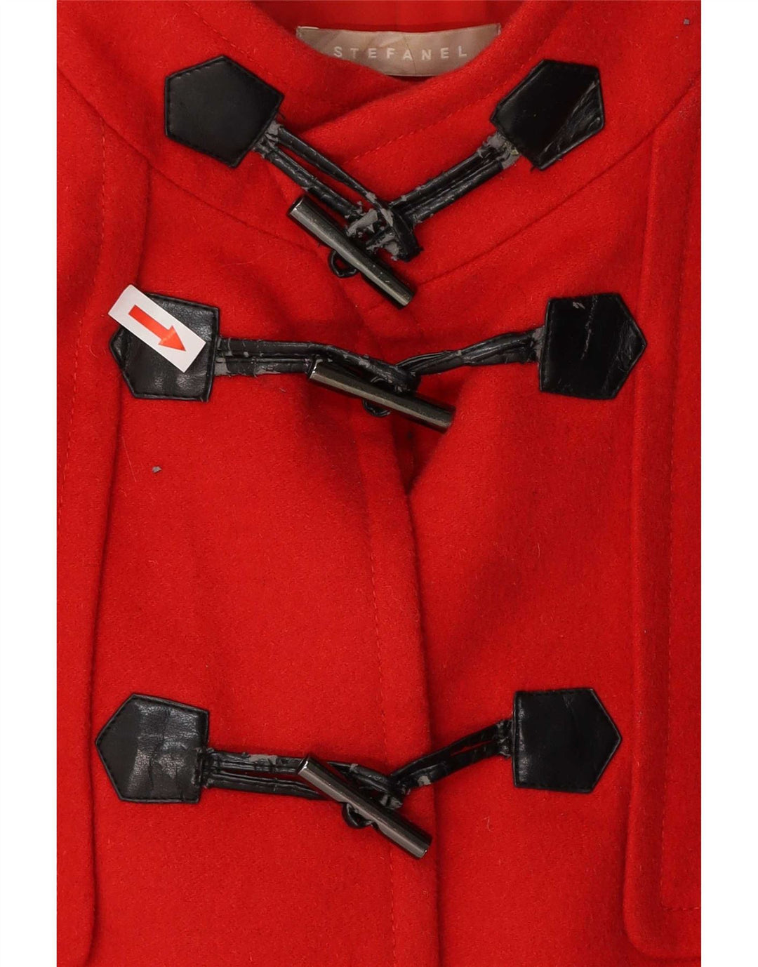 Jaqueta feminina com capuz Stefanel IT 48 XL lã virgem vermelha