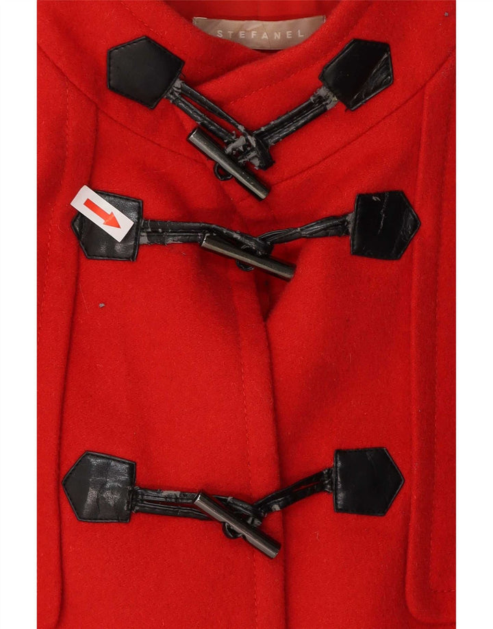 Jaqueta feminina com capuz Stefanel IT 48 XL lã virgem vermelha