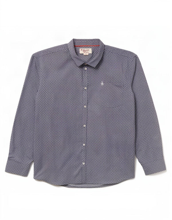 Camisa masculina Penguin 3XL algodão com bolinhas azuis