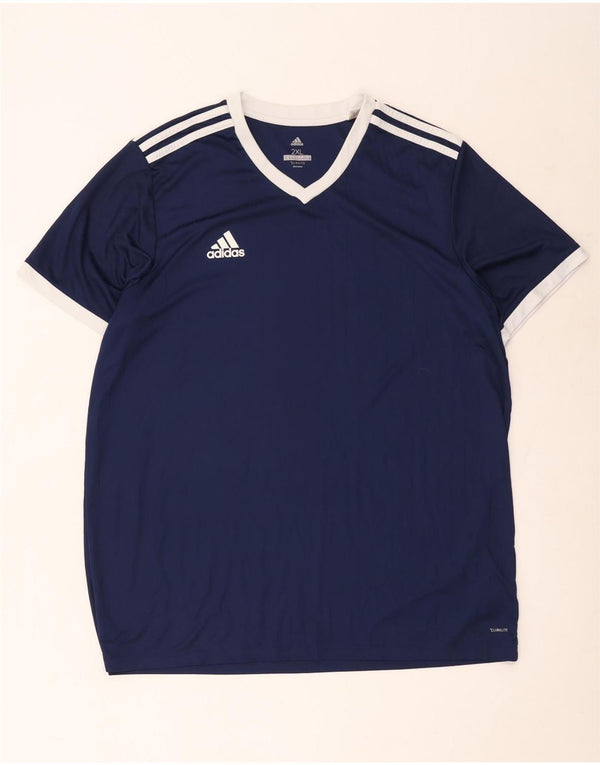 Adidas Mens Climalite Camiseta Top 2XL Azul Marinho Colourblock Poliéster