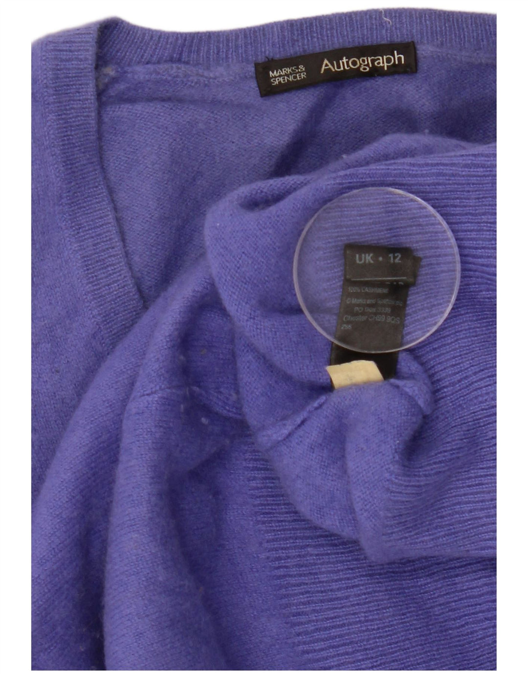 Suéter feminino Marks & Spencer Autograph com decote em V Reino Unido 12 médio roxo